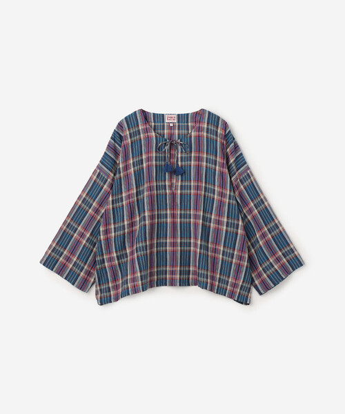 Bshop(ビショップ)の「INDIA INDUSTRY | マドラスチェック カフタンシャツ WOMEN(シャツ/ブラウス・レディース・ブルー系その他/グレー系その他・1)」の14枚目の写真