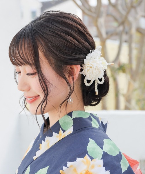 Honeys（ハニーズ）の「浴衣髪飾り（リボンセット）（和装小物・レディース・アイボリー/サックスブルー系1・FREE）」の3枚目の写真