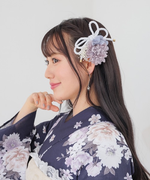 Honeys（ハニーズ）の「浴衣髪飾り（リボンセット）（和装小物・レディース・アイボリー/サックスブルー系1・FREE）」の22枚目の写真