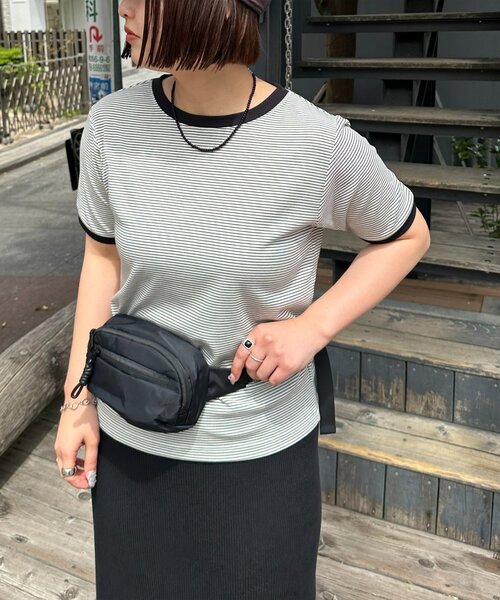 DISCOAT(ディスコート)の「【WEB限定】リンガーシアーボーダー半袖Tシャツ(Tシャツ/カットソー・レディース・ライトベージュ/チャコールグレー/ミント/ネイビー/ホワイト・MEDIUM)」の17枚目の写真