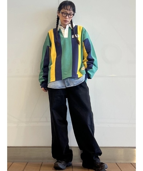GAP(ギャップ)の「Gap × Sean Wotherspoon オーバーサイズ ストライプポロシャツ(ポロシャツ・メンズ・ブルー・L/S/XL/M/XS)」の9枚目の写真
