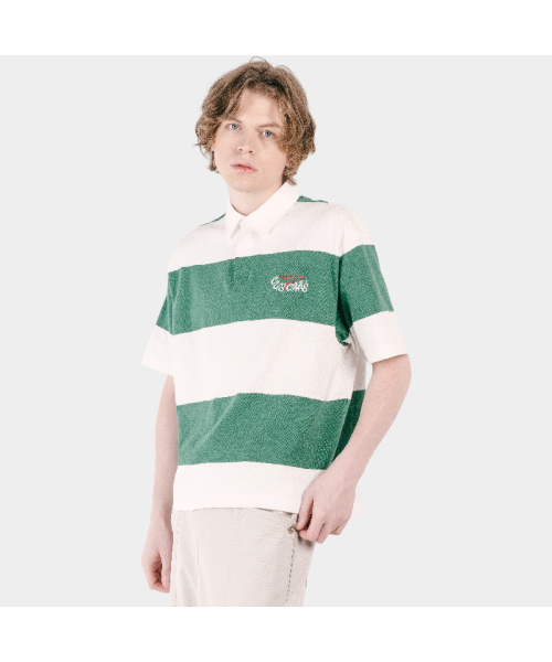CUSTOMUS(カスタムアース)の「ビッグボーダーヒドゥンボタン メンズ 半袖カラーTシャツ CXS25MKKT422 GRN(ポロシャツ・メンズ・グリーン・MEDIUM/LARGE/X-LARGE)」の3枚目の写真