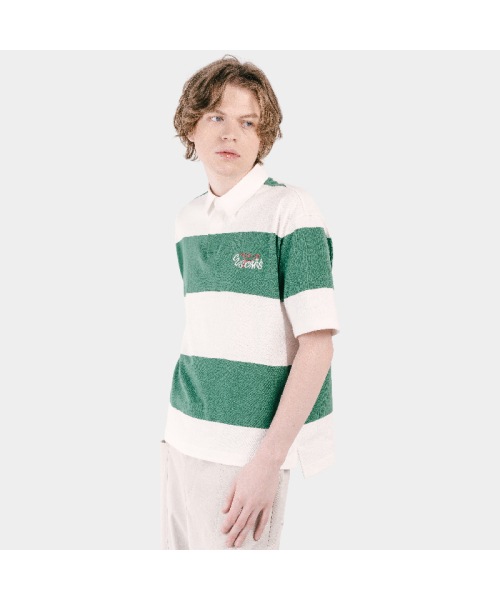 CUSTOMUS(カスタムアース)の「ビッグボーダーヒドゥンボタン メンズ 半袖カラーTシャツ CXS25MKKT422 GRN(ポロシャツ・メンズ・グリーン・MEDIUM/LARGE/X-LARGE)」の4枚目の写真