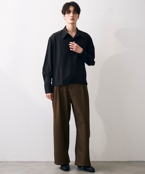 Shoowtime(ショウタイム)の「Ribbed short-length shirt / リブ付きショート丈シャツ(シャツ/ブラウス・メンズ・ホワイト/ブラック・MEDIUM/LARGE/X-LARGE)」の16枚目の写真