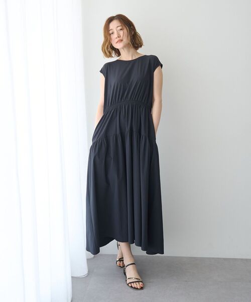 YECCA VECCA(イェッカヴェッカ)の「【適ON】ギャザーロングワンピース(ワンピース・レディース・ブラック/ライトベージュ・FREE)」の6枚目の写真