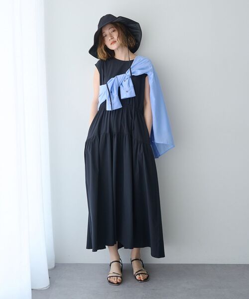 YECCA VECCA(イェッカヴェッカ)の「【適ON】ギャザーロングワンピース(ワンピース・レディース・ブラック/ライトベージュ・FREE)」の13枚目の写真