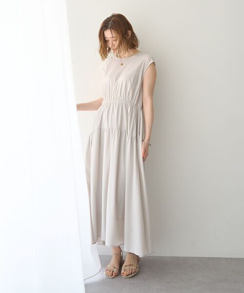 YECCA VECCA(イェッカヴェッカ)の「【適ON】ギャザーロングワンピース(ワンピース・レディース・ブラック/ライトベージュ・FREE)」の16枚目の写真