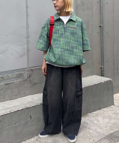 SOUNDSGOOOOD（サウンズグッド）の「【SOUNDS GOOOOD】ネオンハーフジップシャツ（シャツ/ブラウス・メンズ・ピンク/グリーン・ONE SIZE）」の4枚目の写真
