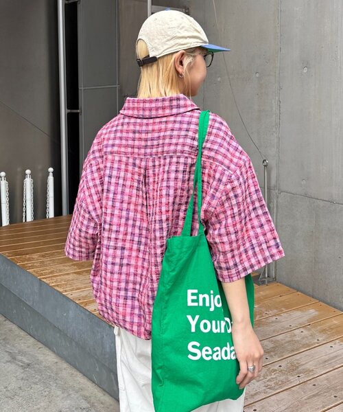 SOUNDSGOOOOD（サウンズグッド）の「【SOUNDS GOOOOD】ネオンハーフジップシャツ（シャツ/ブラウス・メンズ・ピンク/グリーン・ONE SIZE）」の7枚目の写真