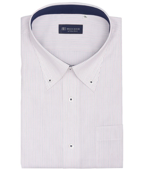 TOKYO SHIRTS(トウキョウシャツ)の「【吸水速乾】 形態安定ノンアイロン ボタンダウン 半袖ビジネスワイシャツ (大きいサイズ)(ビジネスシャツ・メンズ・レッド・首回り45cm/首回り47cm)」の1枚目の写真