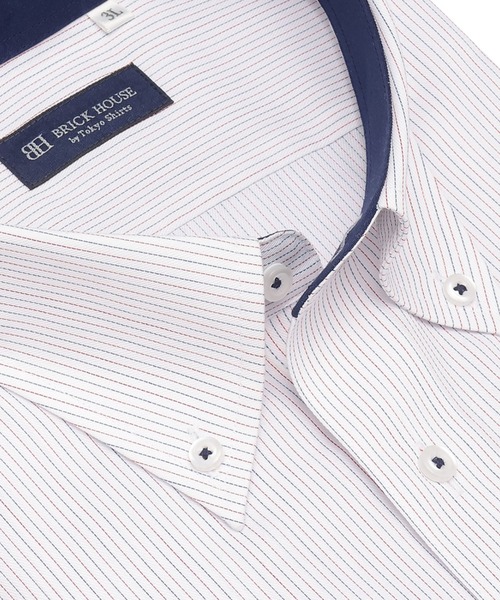 TOKYO SHIRTS(トウキョウシャツ)の「【吸水速乾】 形態安定ノンアイロン ボタンダウン 半袖ビジネスワイシャツ (大きいサイズ)(ビジネスシャツ・メンズ・レッド・首回り45cm/首回り47cm)」の2枚目の写真