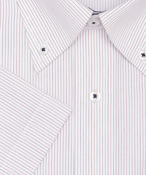 TOKYO SHIRTS(トウキョウシャツ)の「【吸水速乾】 形態安定ノンアイロン ボタンダウン 半袖ビジネスワイシャツ (大きいサイズ)(ビジネスシャツ・メンズ・レッド・首回り45cm/首回り47cm)」の3枚目の写真