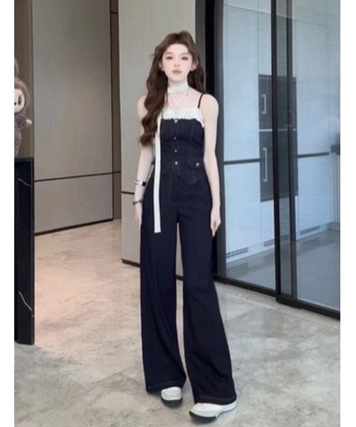FAVORITO(ファヴォリート)の「デニムキャミソールパンツセットアップ(セットアップ・レディース・ダークブルー・XL/L/M/S)」の12枚目の写真