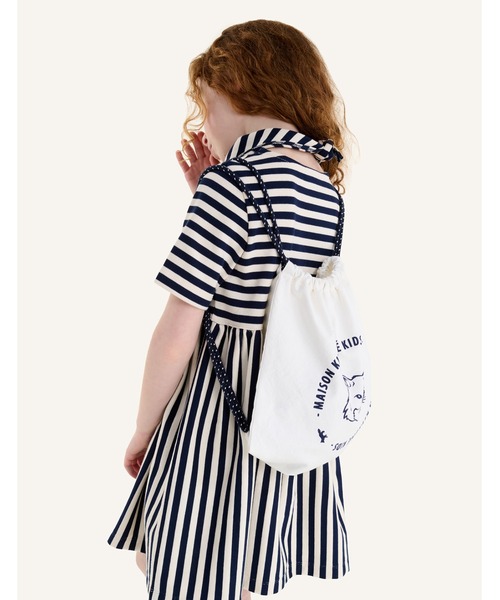 Maison Kitsune(メゾンキツネ)の「FOX HEAD KID CANVAS BACKPACK(バックパック/リュック・キッズ・ベビーピンク/ネイビー・U)」の7枚目の写真