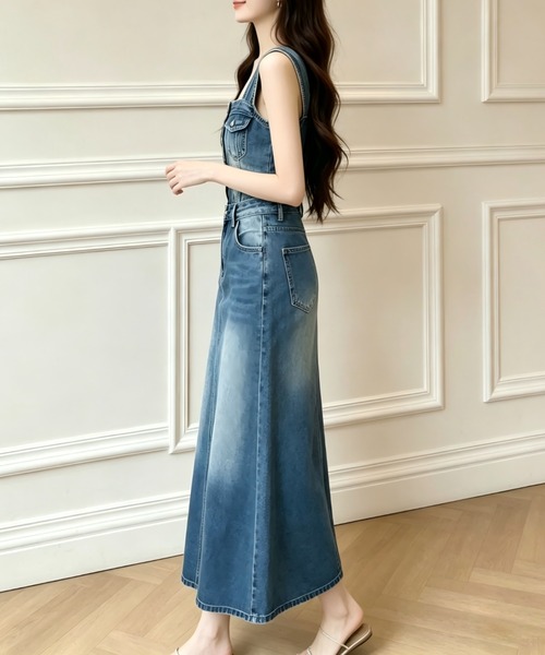 Aelina(エリナ)の「デニムワンピース(ワンピース・レディース・ブルー・L/M/S)」の2枚目の写真