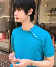 LEIRE（ルアール）の「サイラインヘンリーネック半袖ニット[ミント]（Tシャツ/カットソー）」