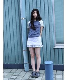 UGLY SHADOW（アグリーシャドウ）の「MESH STAR RUFFLE MINI SKIRT(BLUE)（スカート）」