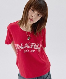 MSG（エムエスジー）の「コンパクトボックスシルエットラインストーン半袖Tシャツ カットソー（Tシャツ/カットソー）」