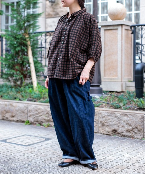 Brocante（ブロカント）の「[Brocante / ブロカント] チェックキャンバス グランシャツ（シャツ/ブラウス・レディース・ブラック系その他/ブラウン系その他・2）」の4枚目の写真