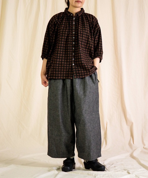 Brocante（ブロカント）の「[Brocante / ブロカント] チェックキャンバス グランシャツ（シャツ/ブラウス・レディース・ブラック系その他/ブラウン系その他・2）」の6枚目の写真