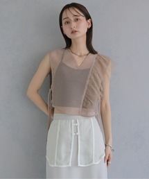 【&ｇ'aime 】メッシュ＆ラッフルベスト　Mesh & Ruffle Vest