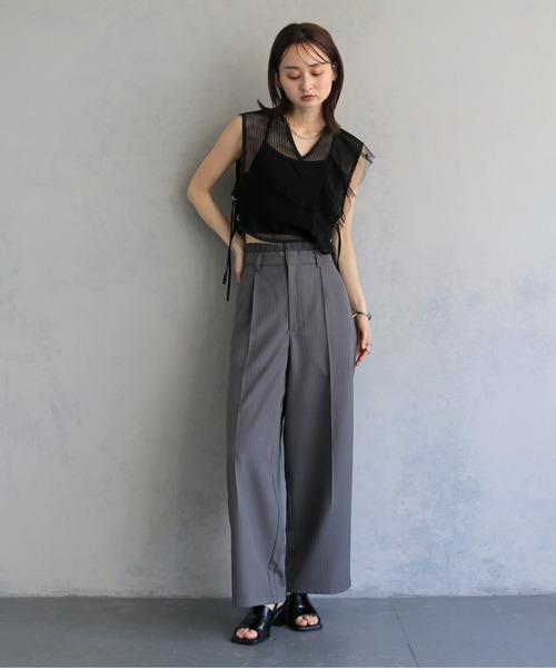 &g'aime(アンジェム)の「【&g'aime 】メッシュ&ラッフルベスト Mesh & Ruffle Vest(ベスト・レディース・ブラック/グレー/ベージュ・FREE)」の12枚目の写真