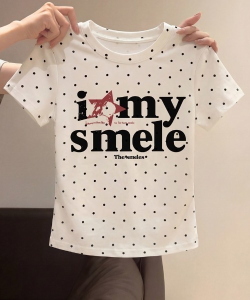SHEPP(シープ)の「ドット柄星ロゴコンパクト半袖Tシャツ(Tシャツ/カットソー・レディース・グレー/ホワイト系その他/ホワイト・M/S)」の20枚目の写真