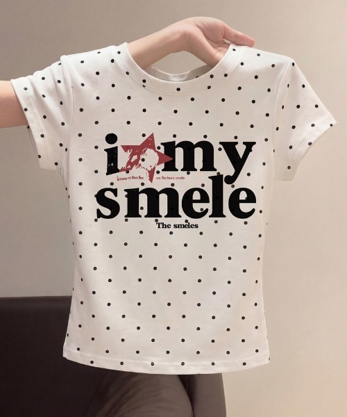 SHEPP(シープ)の「ドット柄星ロゴコンパクト半袖Tシャツ(Tシャツ/カットソー・レディース・グレー/ホワイト系その他/ホワイト・M/S)」の21枚目の写真