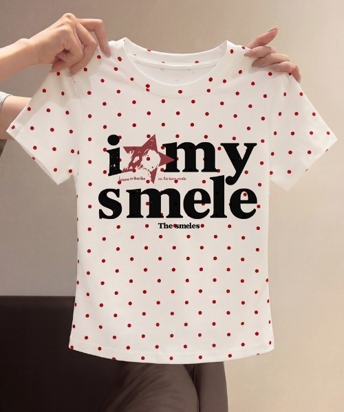 SHEPP(シープ)の「ドット柄星ロゴコンパクト半袖Tシャツ(Tシャツ/カットソー・レディース・グレー/ホワイト系その他/ホワイト・M/S)」の22枚目の写真