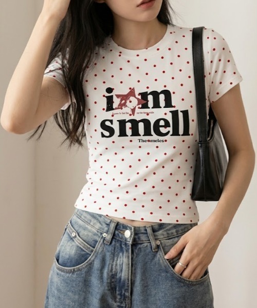 SHEPP(シープ)の「ドット柄星ロゴコンパクト半袖Tシャツ(Tシャツ/カットソー・レディース・グレー/ホワイト系その他/ホワイト・M/S)」の16枚目の写真