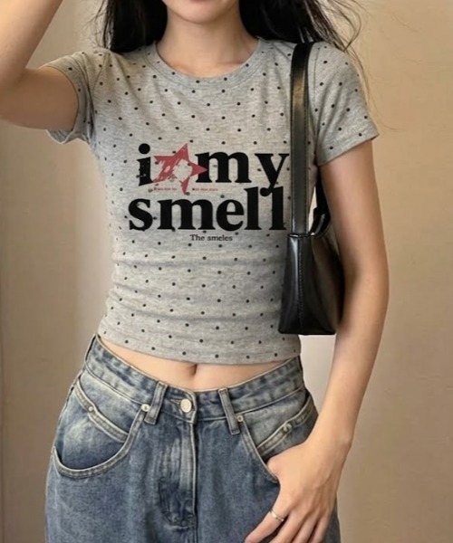 SHEPP(シープ)の「ドット柄星ロゴコンパクト半袖Tシャツ(Tシャツ/カットソー・レディース・グレー/ホワイト系その他/ホワイト・M/S)」の18枚目の写真