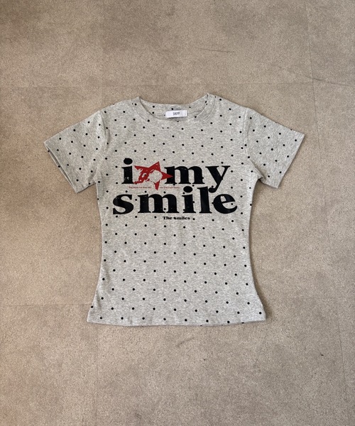 SHEPP(シープ)の「ドット柄星ロゴコンパクト半袖Tシャツ(Tシャツ/カットソー・レディース・グレー/ホワイト系その他/ホワイト・M/S)」の7枚目の写真