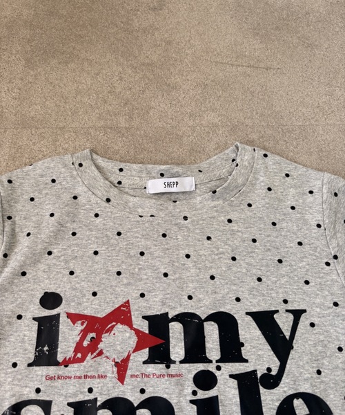SHEPP(シープ)の「ドット柄星ロゴコンパクト半袖Tシャツ(Tシャツ/カットソー・レディース・グレー/ホワイト系その他/ホワイト・M/S)」の9枚目の写真