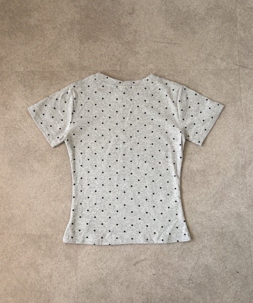 SHEPP(シープ)の「ドット柄星ロゴコンパクト半袖Tシャツ(Tシャツ/カットソー・レディース・グレー/ホワイト系その他/ホワイト・M/S)」の8枚目の写真