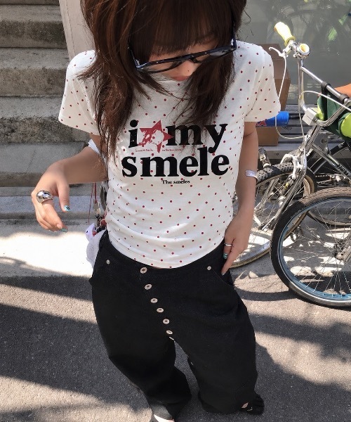 SHEPP(シープ)の「ドット柄星ロゴコンパクト半袖Tシャツ(Tシャツ/カットソー・レディース・グレー/ホワイト系その他/ホワイト・M/S)」の12枚目の写真