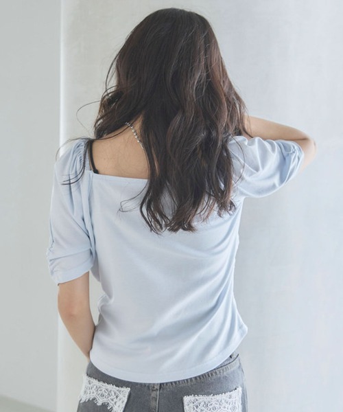 archives(アルシーヴ)の「【ONかわ】ギャザーカットTOPS(Tシャツ/カットソー・レディース・ブルー/オフホワイト/ブラック・MEDIUM)」の11枚目の写真