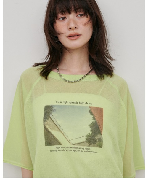 LARUTA(ラルータ)の「【LARUTA】フォトロゴニットTEE(Tシャツ/カットソー・レディース・ライトベージュ/ライム/オフホワイト・FREE)」の1枚目の写真