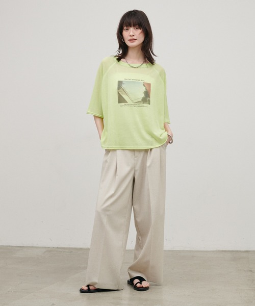 LARUTA(ラルータ)の「【LARUTA】フォトロゴニットTEE(Tシャツ/カットソー・レディース・ライトベージュ/ライム/オフホワイト・FREE)」の7枚目の写真