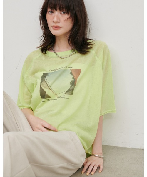 LARUTA(ラルータ)の「【LARUTA】フォトロゴニットTEE(Tシャツ/カットソー・レディース・ライトベージュ/ライム/オフホワイト・FREE)」の14枚目の写真