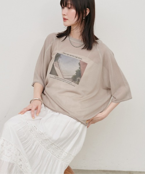 LARUTA(ラルータ)の「【LARUTA】フォトロゴニットTEE(Tシャツ/カットソー・レディース・ライトベージュ/ライム/オフホワイト・FREE)」の12枚目の写真