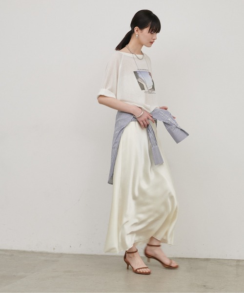 LARUTA(ラルータ)の「【LARUTA】フォトロゴニットTEE(Tシャツ/カットソー・レディース・ライトベージュ/ライム/オフホワイト・FREE)」の19枚目の写真