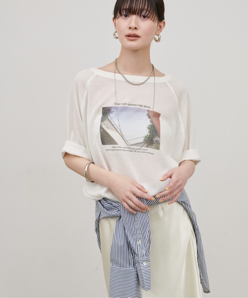 LARUTA(ラルータ)の「【LARUTA】フォトロゴニットTEE(Tシャツ/カットソー・レディース・ライトベージュ/ライム/オフホワイト・FREE)」の18枚目の写真