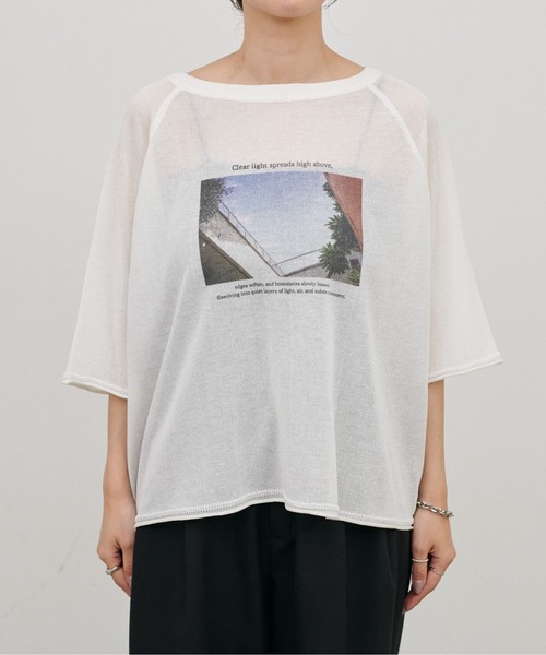 LARUTA(ラルータ)の「【LARUTA】フォトロゴニットTEE(Tシャツ/カットソー・レディース・ライトベージュ/ライム/オフホワイト・FREE)」の8枚目の写真