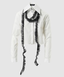 Ruched necklace-scarf iconic tailored shirt