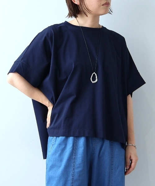 leswel(レスウェル)の「【WEB/一部店舗限定】【M~5L】シルケット天竺ドルマンスリーブTシャツ(Tシャツ/カットソー・レディース・キャメル/ライトグレー/ネイビー・M/4L/LL)」の1枚目の写真