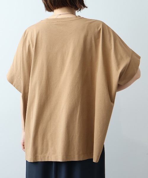leswel(レスウェル)の「【WEB/一部店舗限定】【M~5L】シルケット天竺ドルマンスリーブTシャツ(Tシャツ/カットソー・レディース・キャメル/ライトグレー/ネイビー・M/4L/LL)」の18枚目の写真