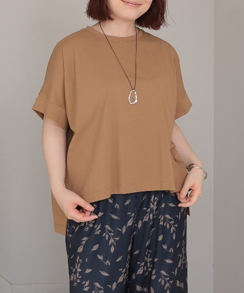 leswel(レスウェル)の「【WEB/一部店舗限定】【M~5L】シルケット天竺ドルマンスリーブTシャツ(Tシャツ/カットソー・レディース・キャメル/ライトグレー/ネイビー・M/4L/LL)」の21枚目の写真