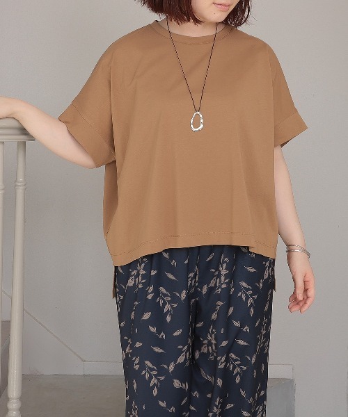 leswel(レスウェル)の「【WEB/一部店舗限定】【M~5L】シルケット天竺ドルマンスリーブTシャツ(Tシャツ/カットソー・レディース・キャメル/ライトグレー/ネイビー・M/4L/LL)」の20枚目の写真
