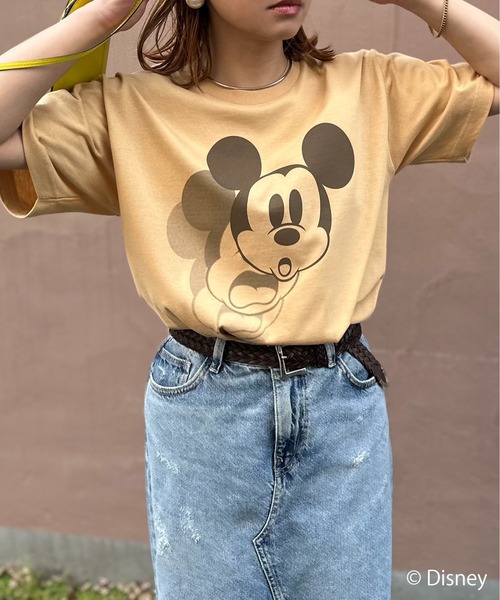【Disney(ディズニー)】別注/ミッキーマウス / SHADOWプリント半袖Tシャツ