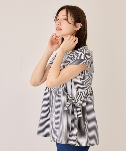 Jayro(ジャイロ)の「サイドドロストリボンブラウス(シャツ/ブラウス・レディース・ネイビー/サックスブルー/ブラック/ブラック系その他/ブルー系その他2/ホワイト系その他・M)」の13枚目の写真